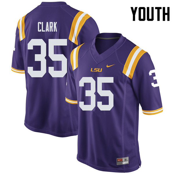 Youth #35 Damone Clark LSU Tigers College Football Jerseys Sale-Purple
